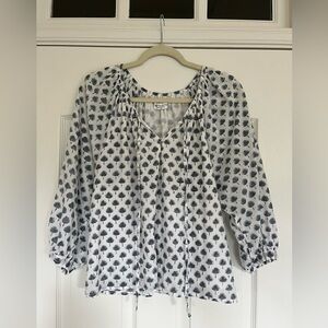 Emerson Fry White and Blue Relaxed Blouse